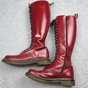Dr. Martens Boots 12270 1B60 Smooth Leather Knee 20-Eye Cherry Red Rouge size 9